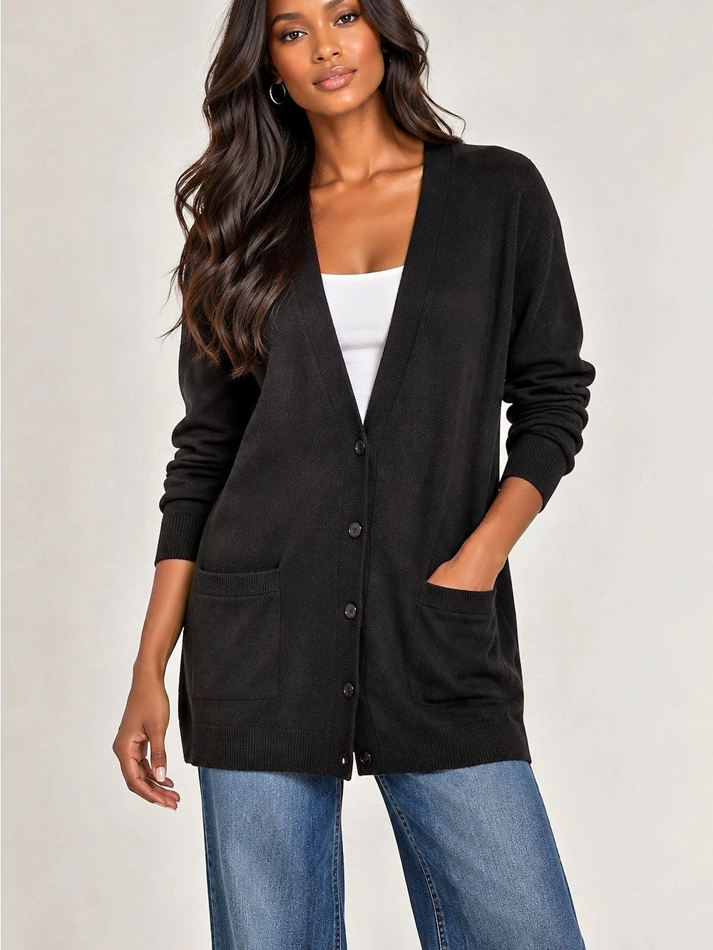 Ralph Lauren Collection 100% Cashmere Black Longline Cardigan Size Small